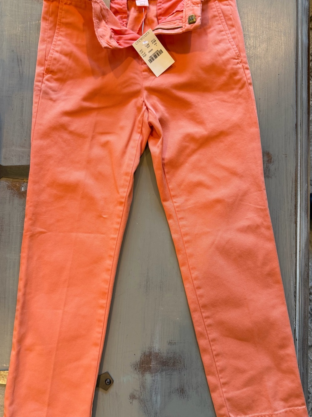 BNWT J Crew/Crewcuts kids size 7 slim adjustable coral pants. Coral color.